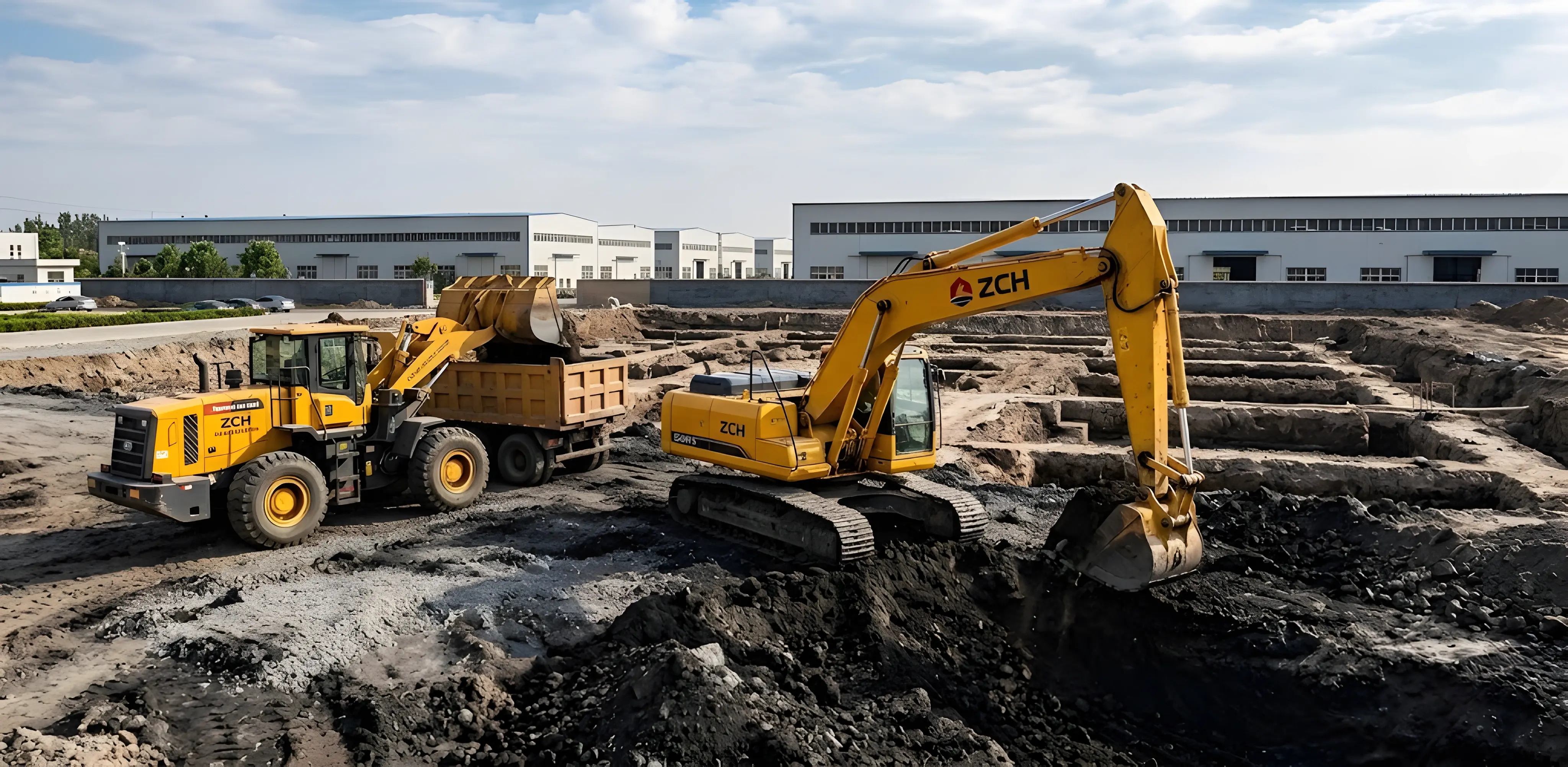 Excavator Working on Construction Site